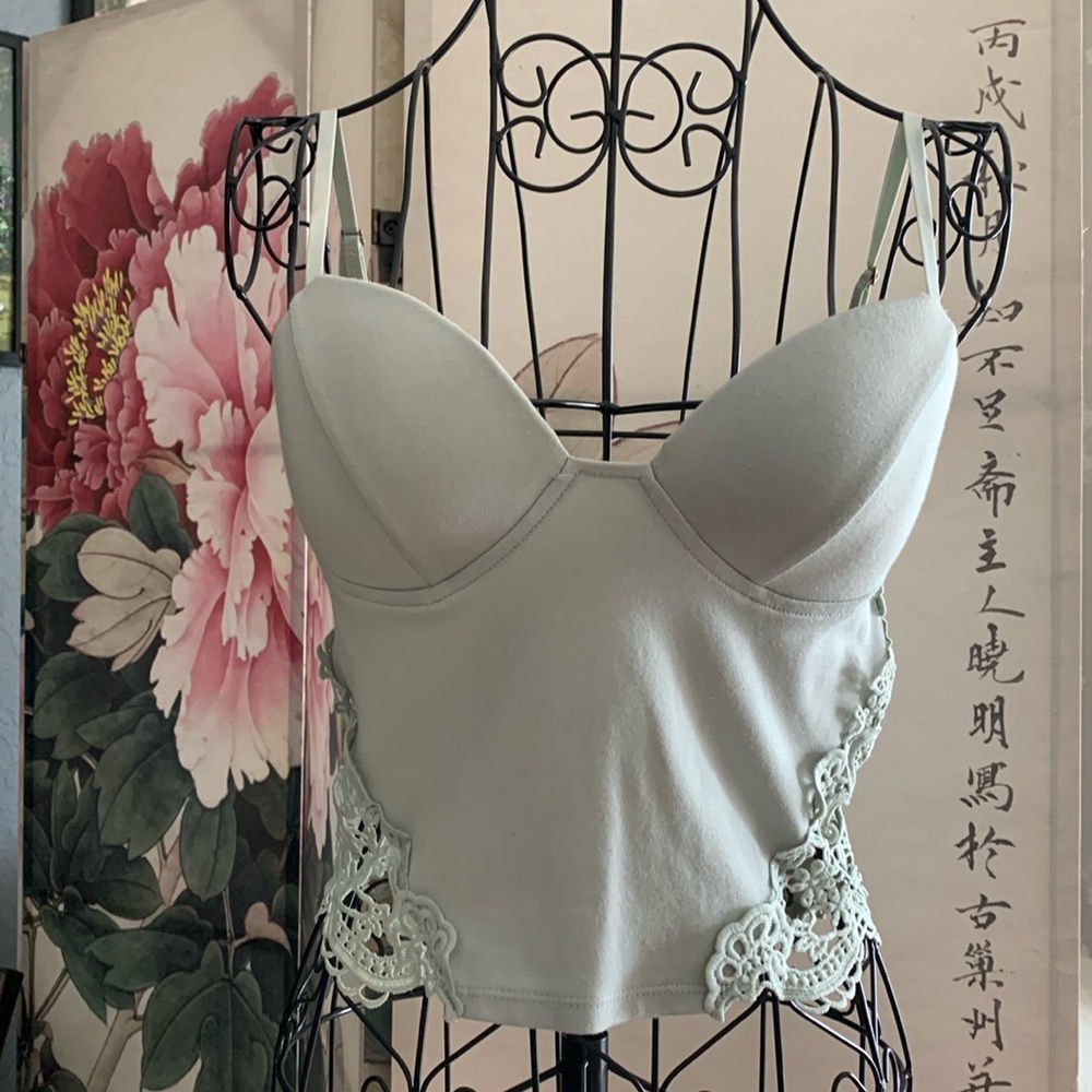 Crop cami with lace detail and back zipper